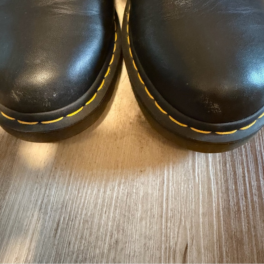 Dr. Martens Black Leather Lace-Up Boots with Yellow Stitching - Picture 6 of 9